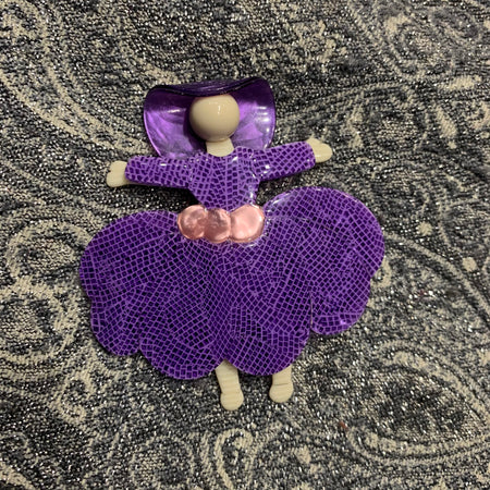 Lea Stein Scarlett Ballerina brooch in purple - The Hirst Collection