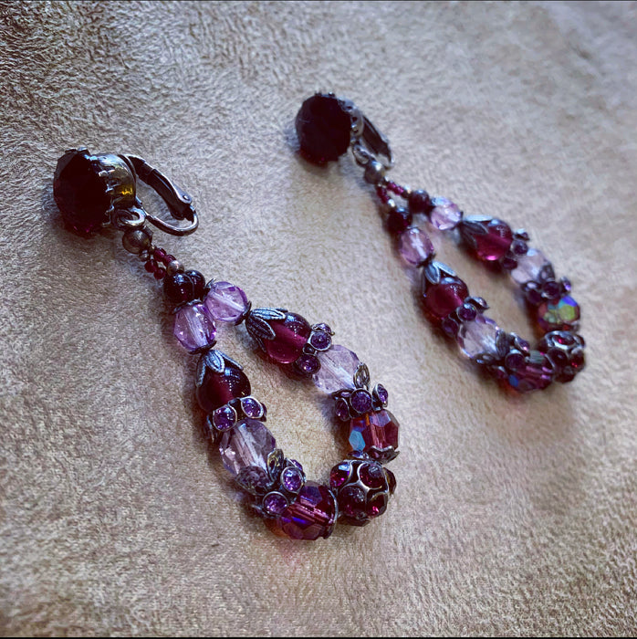 Askew London Purple Silver clip on drop earrings - The Hirst Collection