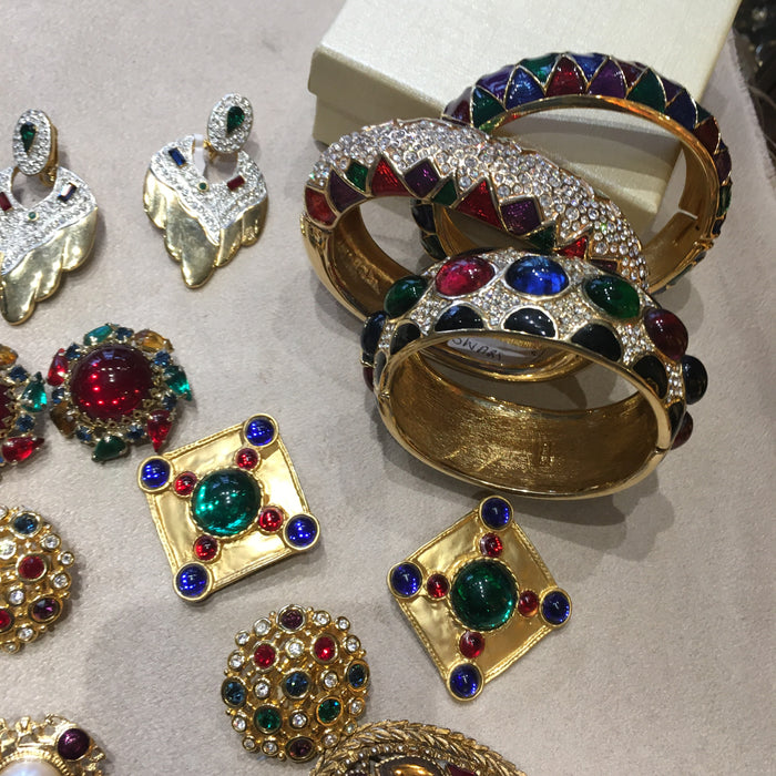 Vintage Ciner Bracelet with Multi Coloured stones and Black Enamel - The Hirst Collection
