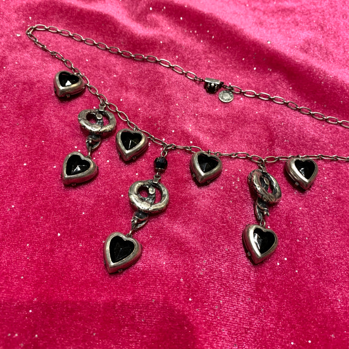 Askew London Black Heart Snake Charm Necklace - The Hirst Collection