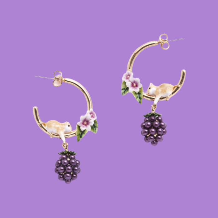 Blackberry and Mouse Hoop earrings - The Hirst Collection