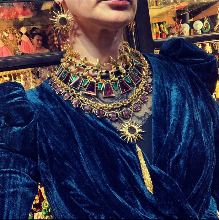 Starburst Statement earring by Bill Skinner in gold plate