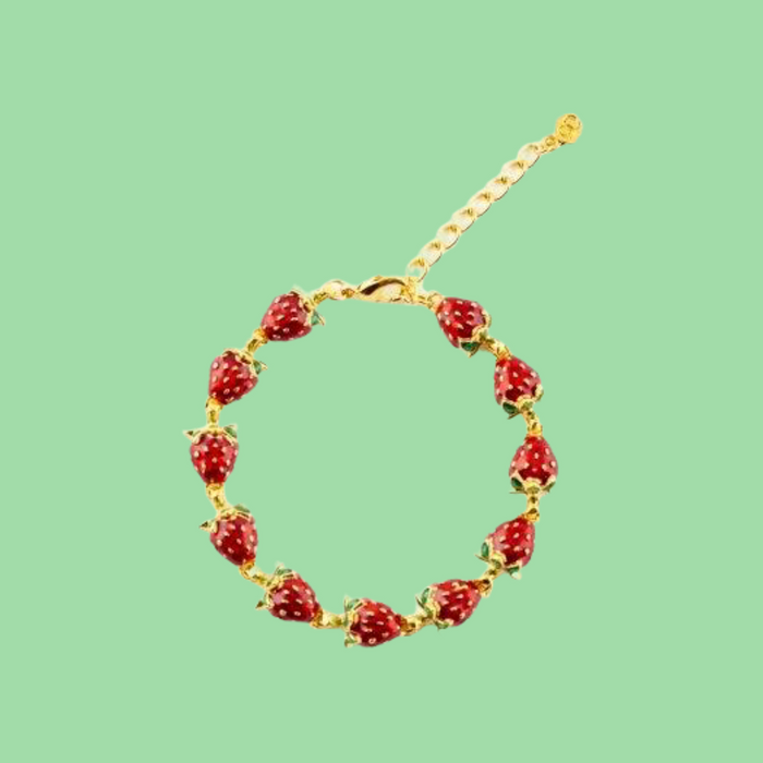 Strawberry Bracelet by Bill Skinner Red Enamel Gold Fruits - The Hirst Collection