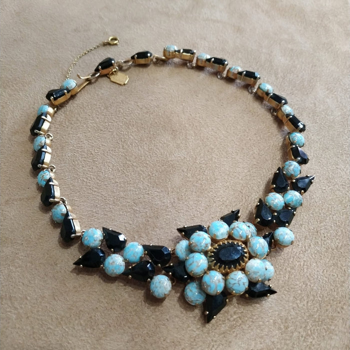 Christian Dior Turquoise Black Gold Staetement necklace
