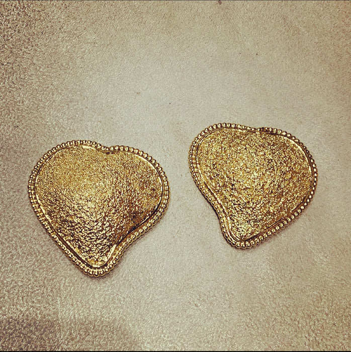 Yves Saint Laurent Large gold heart earrings - The Hirst Collection