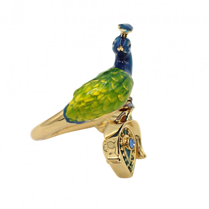 Peacock statement ring by Bill Skinner