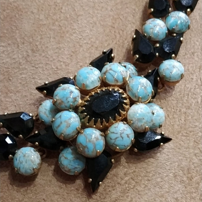 Christian Dior Turquoise Black Gold Staetement necklace