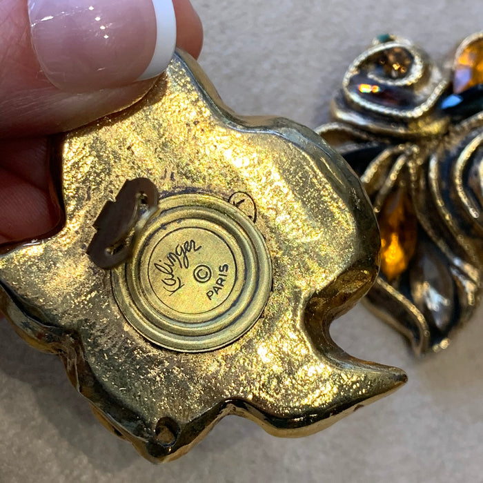 Kalinger Paris Amber Leaf clip on earrings - The Hirst Collection