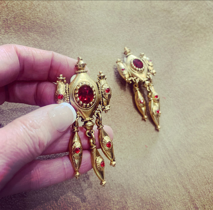 Red Chandelier Statement Earrings by Abbey Road - The Hirst Collection