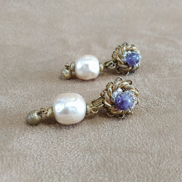 Miriam Haskell Pearl Purple earrings