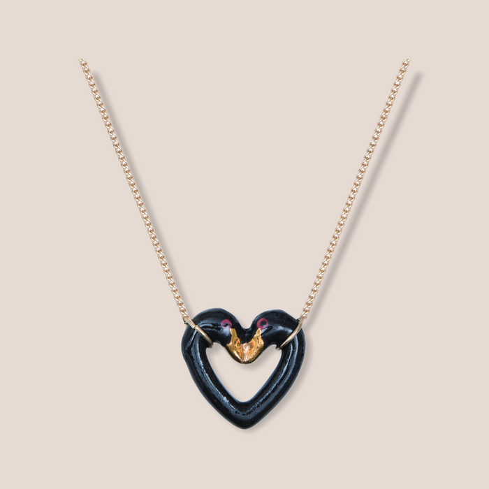 Black Swan Heart Pendant Necklace  by And Mary - The Hirst Collection