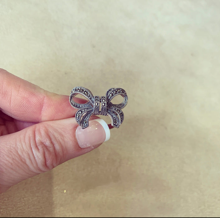 Bow ring in Silver Marcasite - The Hirst Collection