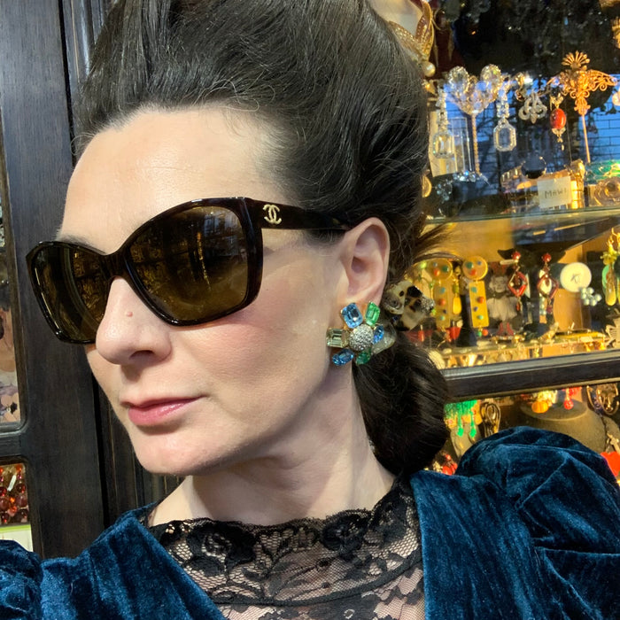 Ciner large pastel clip on earrings - The Hirst Collection