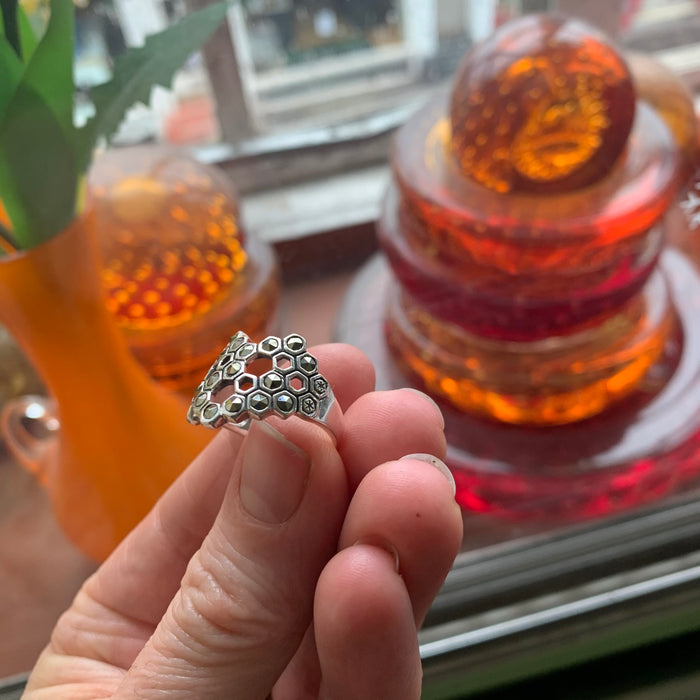 Honeycomb Ring in Silver Marcasite - The Hirst Collection