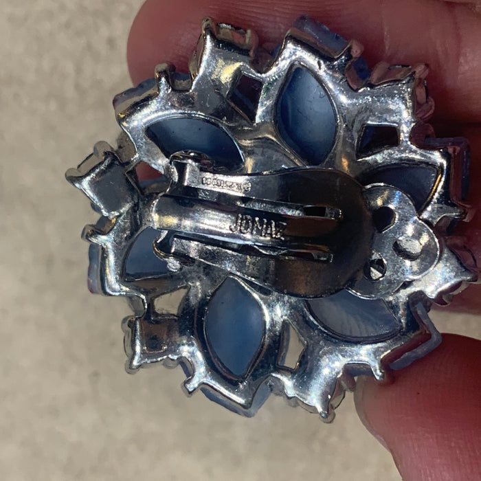 Icy blue vintage clip on earrings by Jomaz - The Hirst Collection
