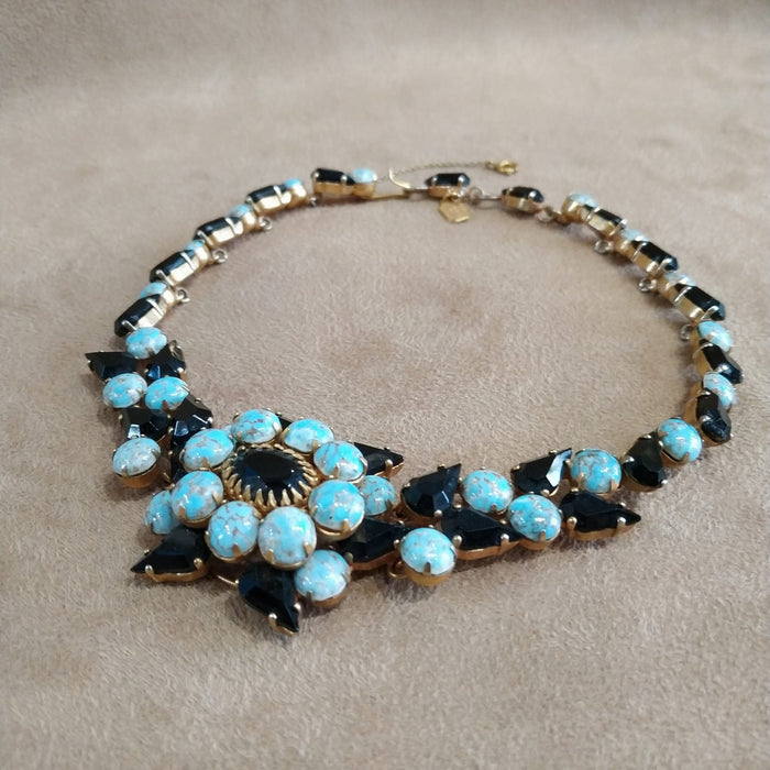 Christian Dior Turquoise Black Gold Staetement necklace