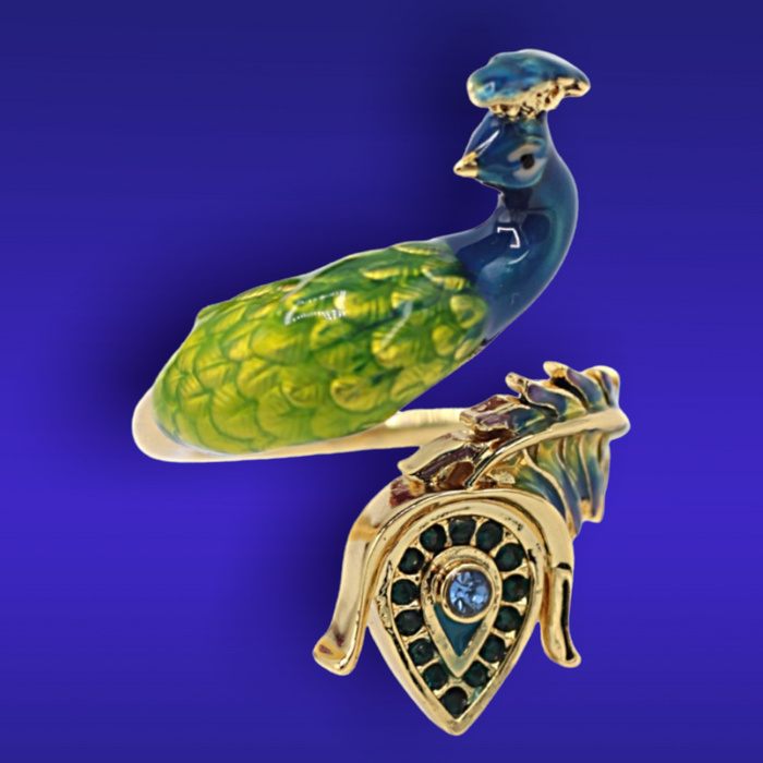 Peacock statement ring by Bill Skinner