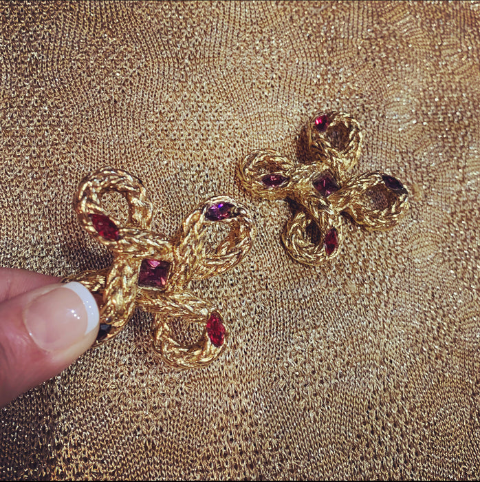 F Volle Paris Statement Vintage Large Rope twist Clip on Earrings - The Hirst Collection