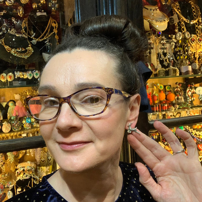 Reindeer Earrings Silver Marcasite