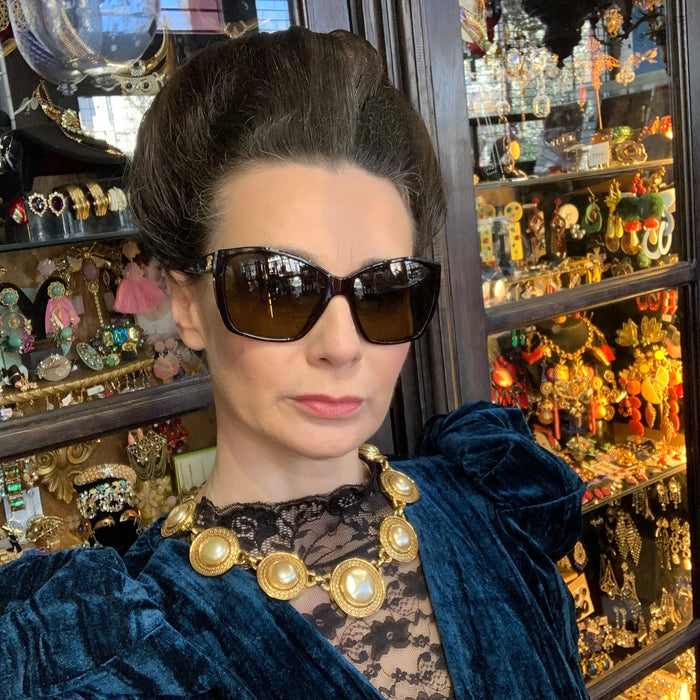 David Grau Vintage statement gold pearl necklace - The Hirst Collection