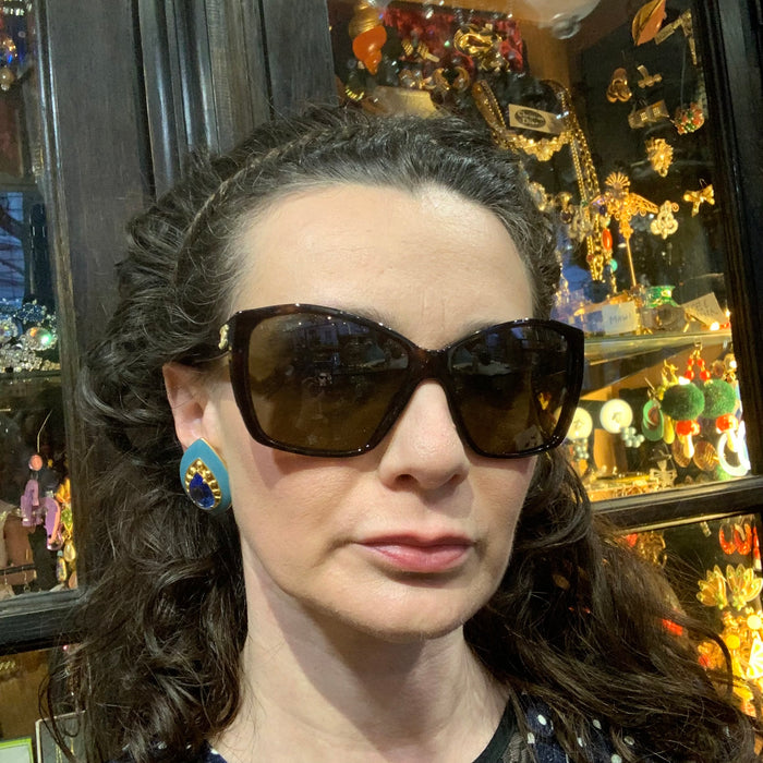 Yves Saint Laurent Turquoise blue clip on earrings - The Hirst Collection