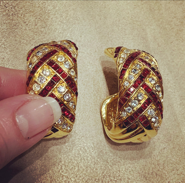 Yves Saint Laurent Oversized Red Hoop Earrings - The Hirst Collection