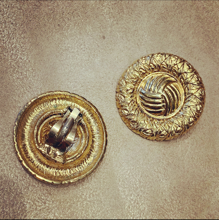 Yves Saint Laurent Gold disc vintage earrings - The Hirst Collection