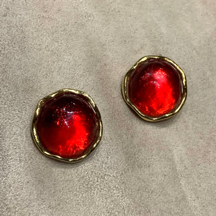 Yves Saint Laurent Red Round clip on earrings - The Hirst Collection