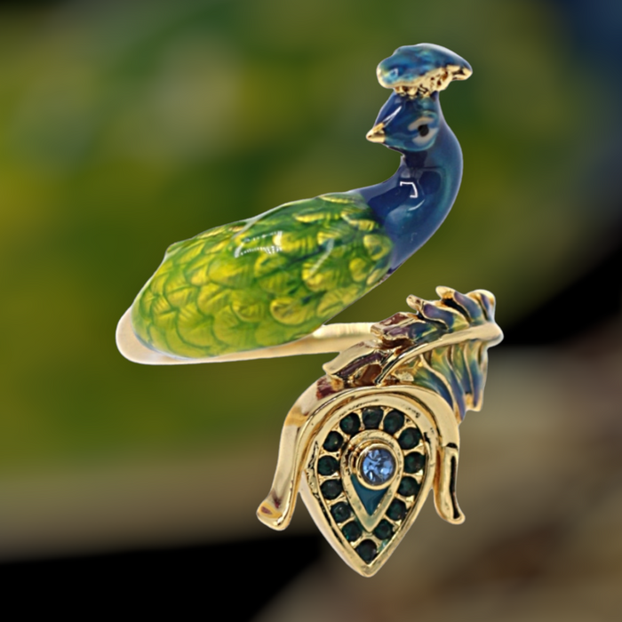 Peacock statement ring by Bill Skinner