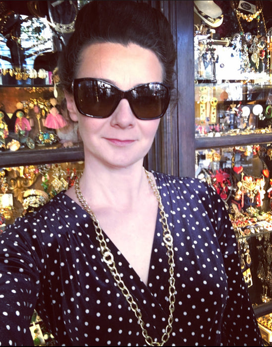 Christian Dior gold Long Chain with white and black - The Hirst Collection