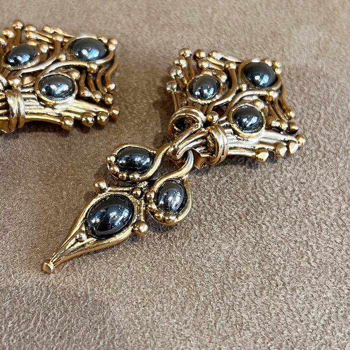 Abbey Road Gold and Haematite Glass Earrings