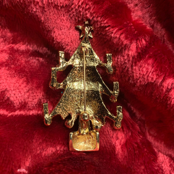 Christmas Tree Brooch Pin by Sardi Green Enamel Crystal - The Hirst Collection