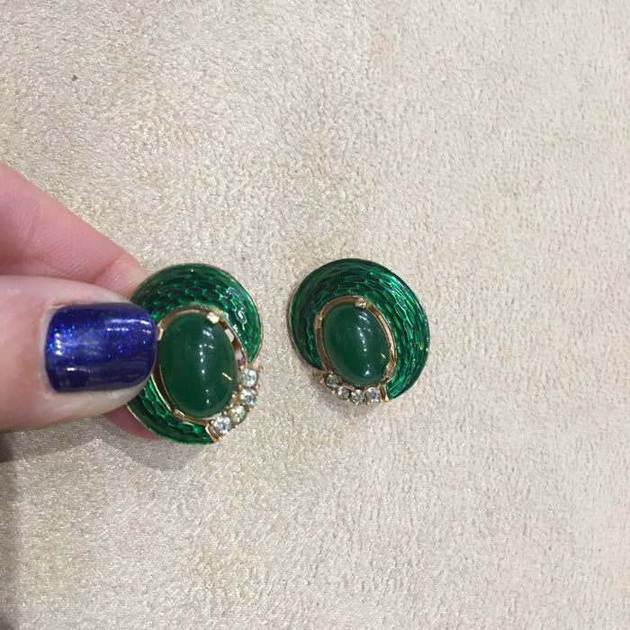 Trifari Green Earrings from the L’Orient Collection - The Hirst Collection