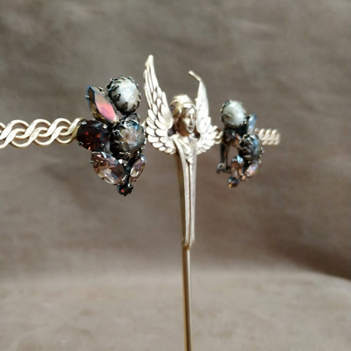 Regency Vintage amber crystal baroque pearl earrings