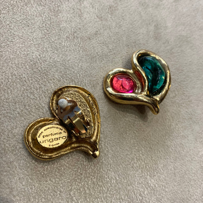 Ungaro Gripoix Glass red and green earrings - The Hirst Collection