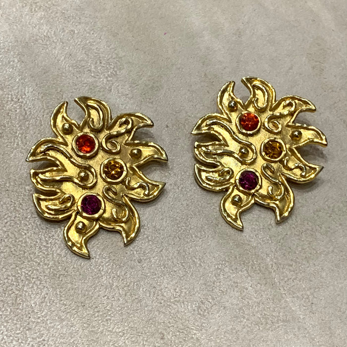 Edouard Rambaud colourful Sunburst clip on earrings - The Hirst Collection