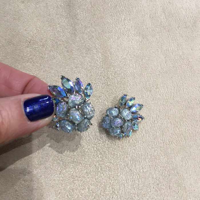 Vintage Trifari Icy Blue spray  Earrings - The Hirst Collection