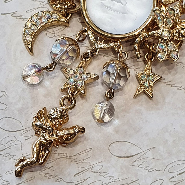Kirks Folly Sun Moon Dragonfly Brooch Cherub Brooch - The Hirst Collection