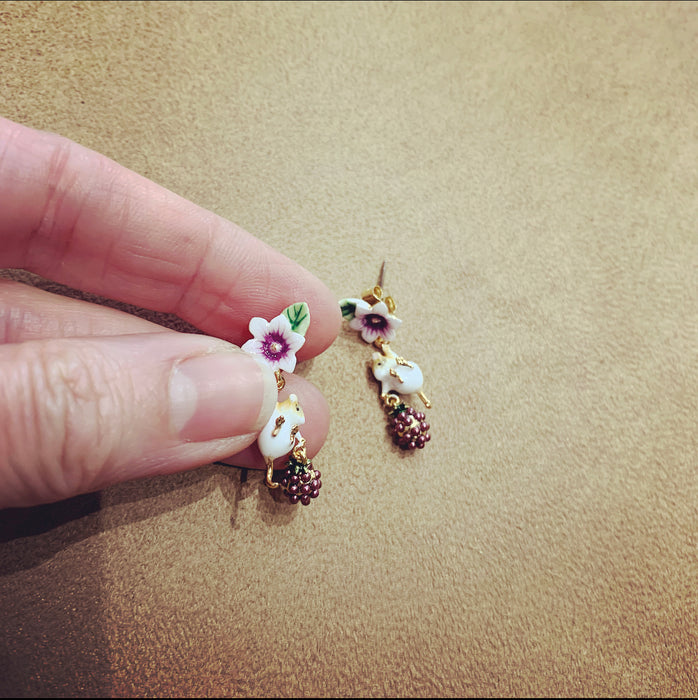 Blackberry mouse drop earrings by Bill Skinner - The Hirst Collection