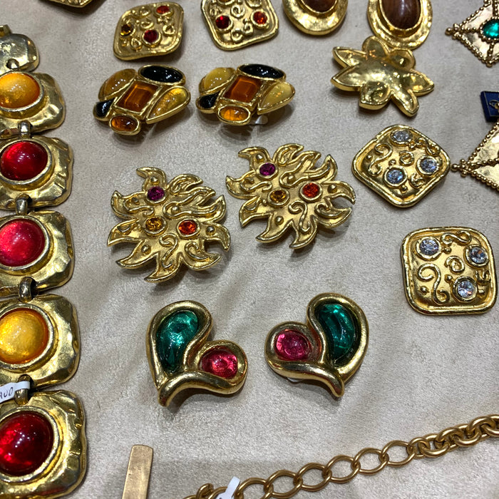 Ungaro Gripoix Glass red and green earrings - The Hirst Collection