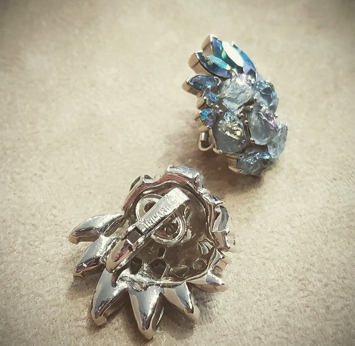 Vintage Trifari Icy Blue spray  Earrings - The Hirst Collection