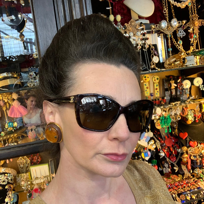 Amber vintage big stone earrings by Kalinger Paris - The Hirst Collection