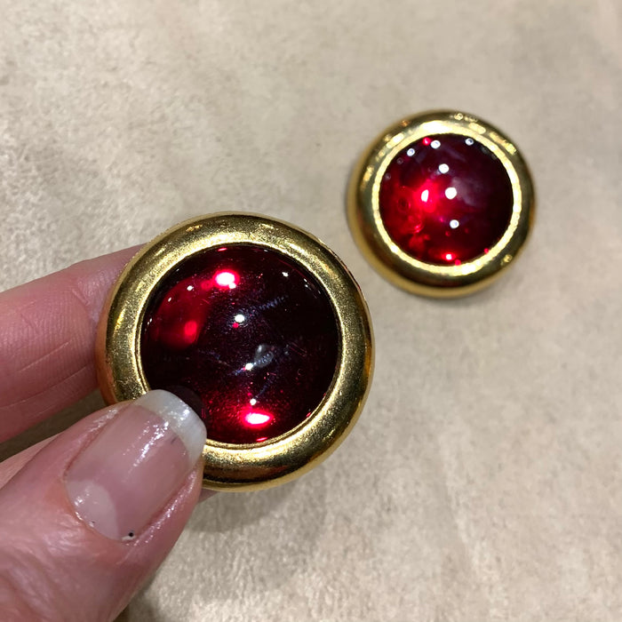 Yves Saint Laurent Red Disc clip on earrings - The Hirst Collection