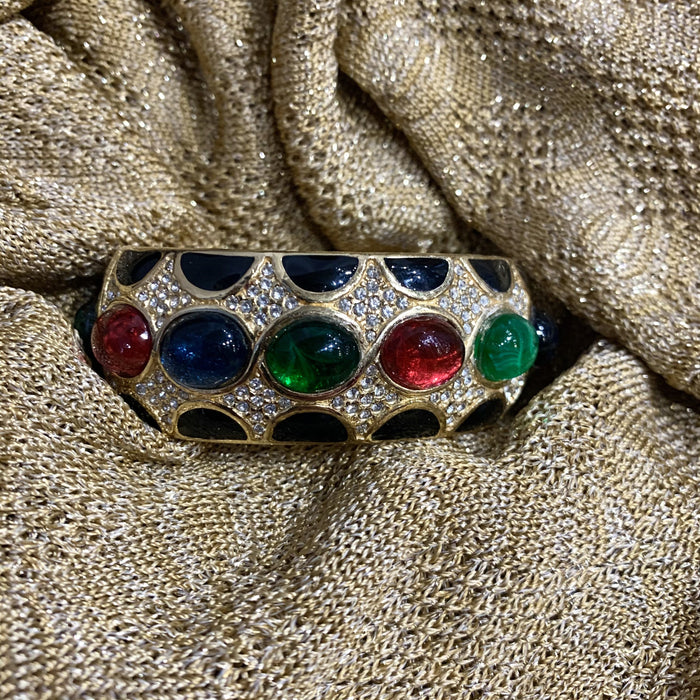 Vintage Ciner Bracelet with Multi Coloured stones and Black Enamel - The Hirst Collection