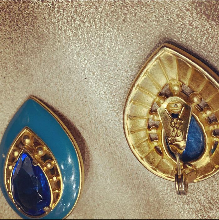 Yves Saint Laurent Turquoise blue clip on earrings - The Hirst Collection