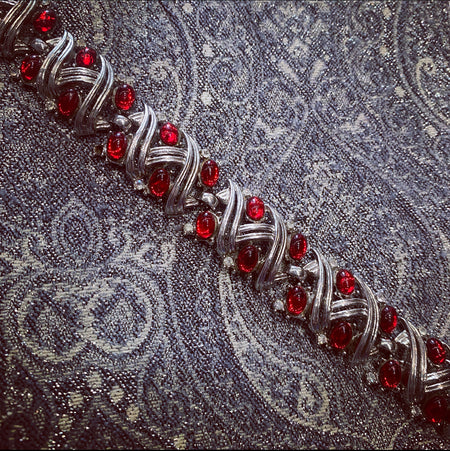 Trifari Red cabuchon Vintage Bracelet - The Hirst Collection