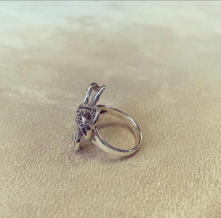 Bow ring in Silver Marcasite - The Hirst Collection