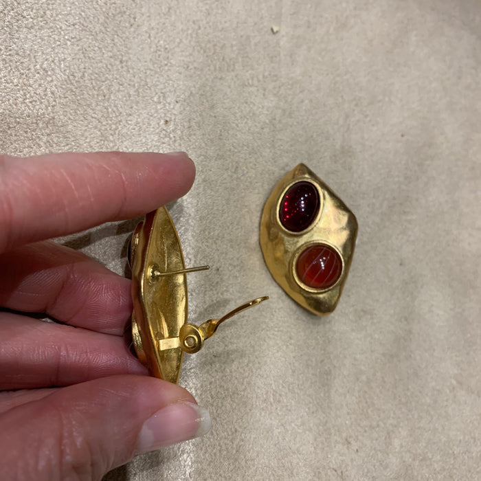 Yves Saint Laurent  Earrings Red  Gold Pierced earrings - The Hirst Collection