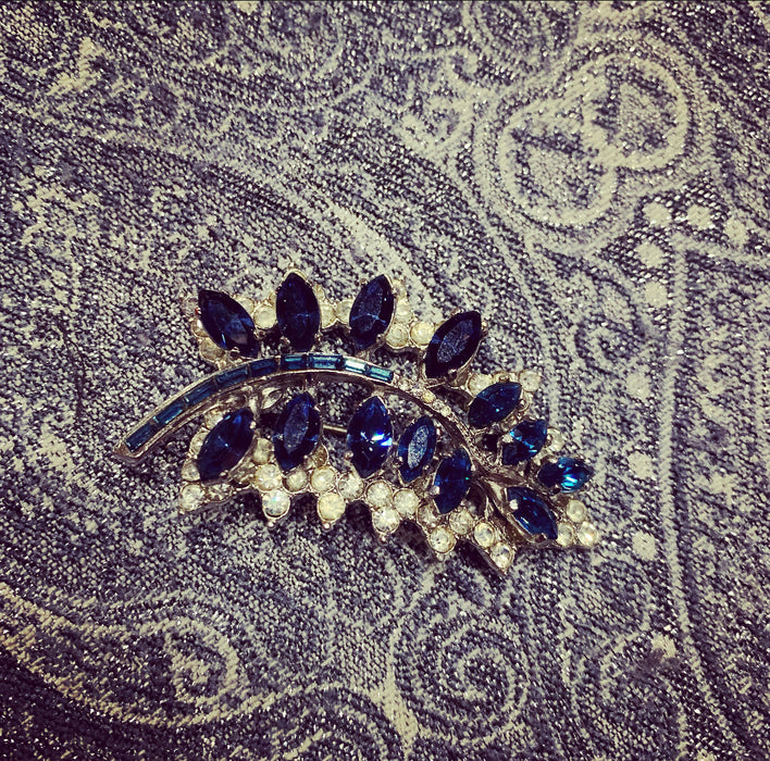 Mitchel Maer Sapphire  blue vintage brooch
