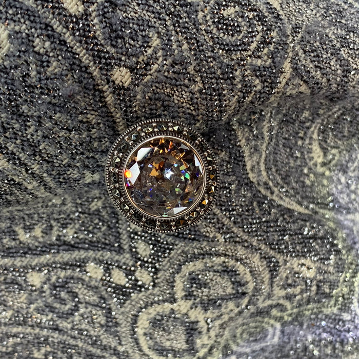 Large Round Solitaire Silver Ring - The Hirst Collection